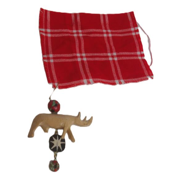 Jacaranda Wood African Safari Ornament From Kenya Rhino Wildebeest Set of 2 NEW - Picture 5 of 5